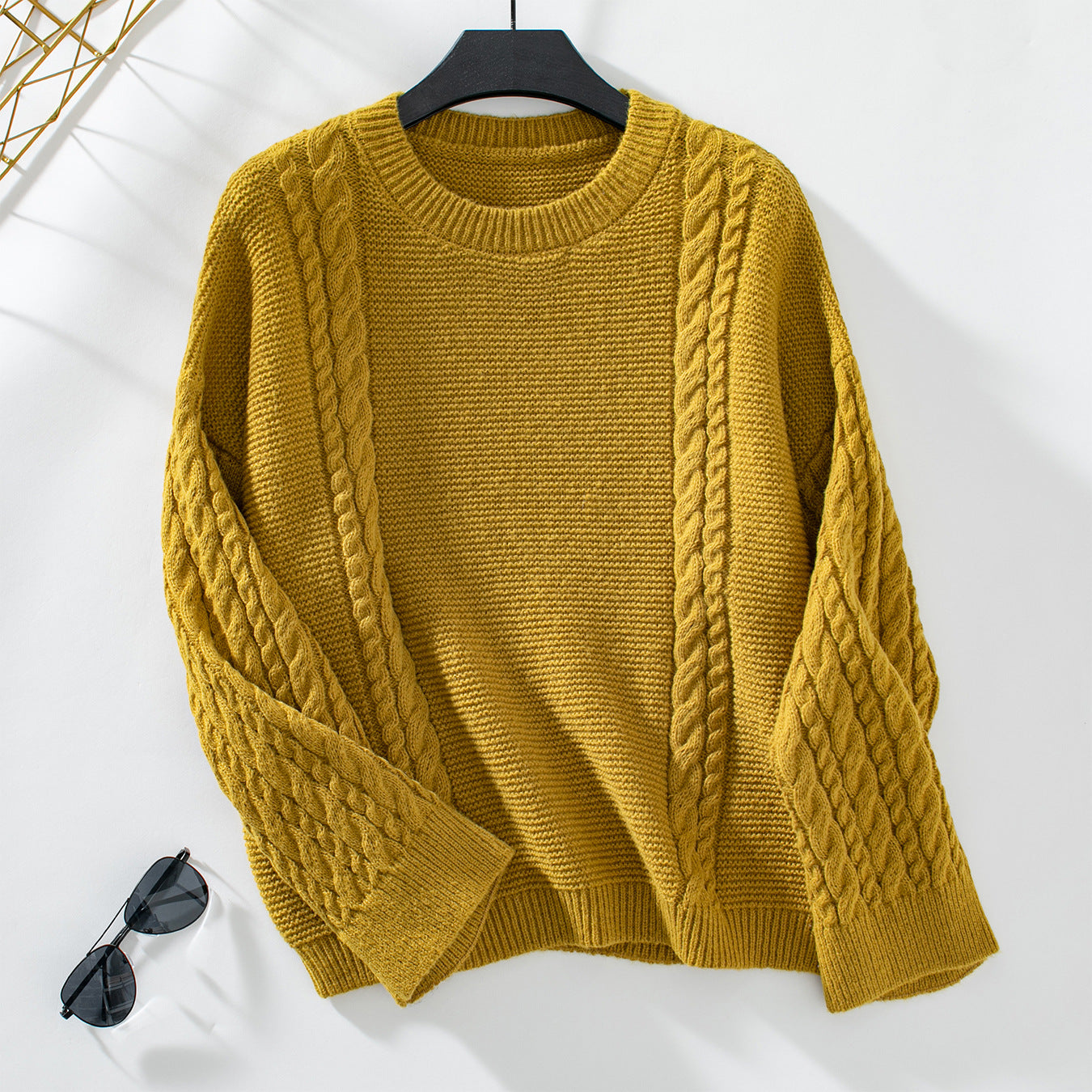 Damen Strickpullover mit strukturiertem Zopfmuster Sovae