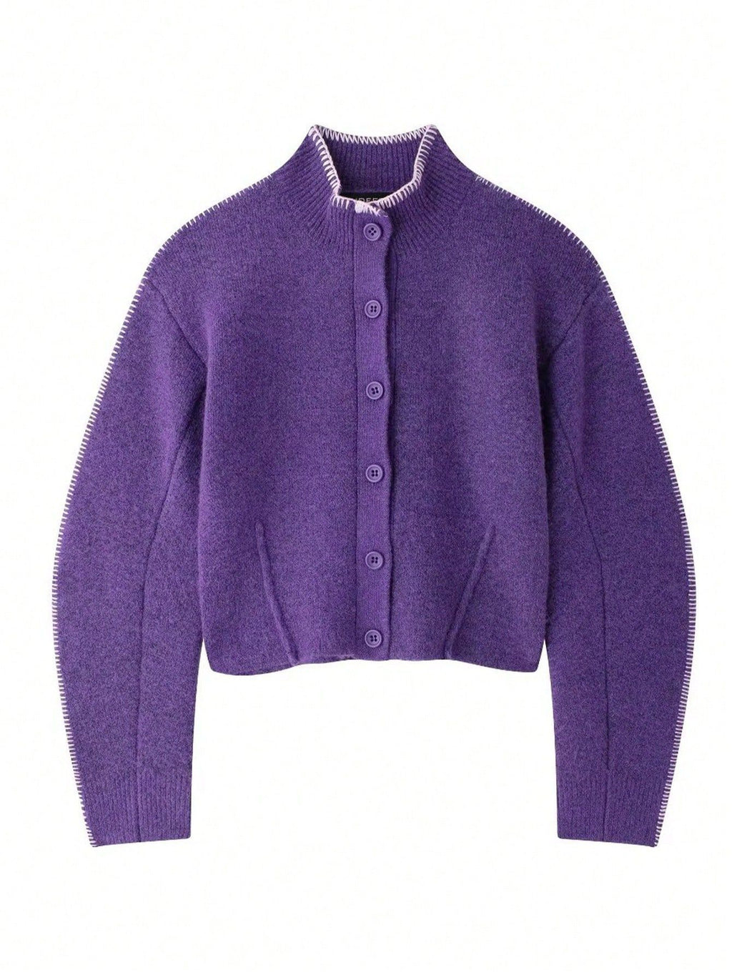 Damen stilvolle Strickjacke mit Knopfverschluss und hochgeschlossenem Kragen Sovae