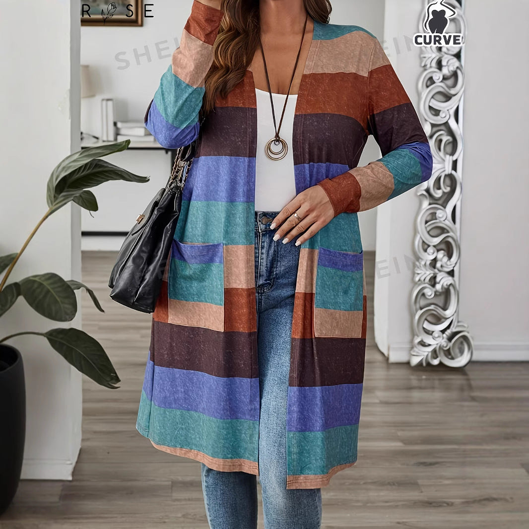 Damen Lange, gestreifte Cardigan Sovae