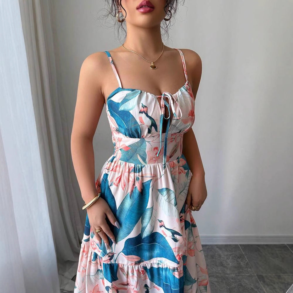 Damen Maxi-Kleid mit eleganter floralem Design und verstellbaren Trägern Sovae