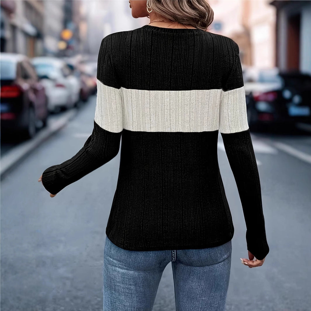 Damen Strickoberteil mit modischem Blockdesign und komfortablem Schnitt Sovae
