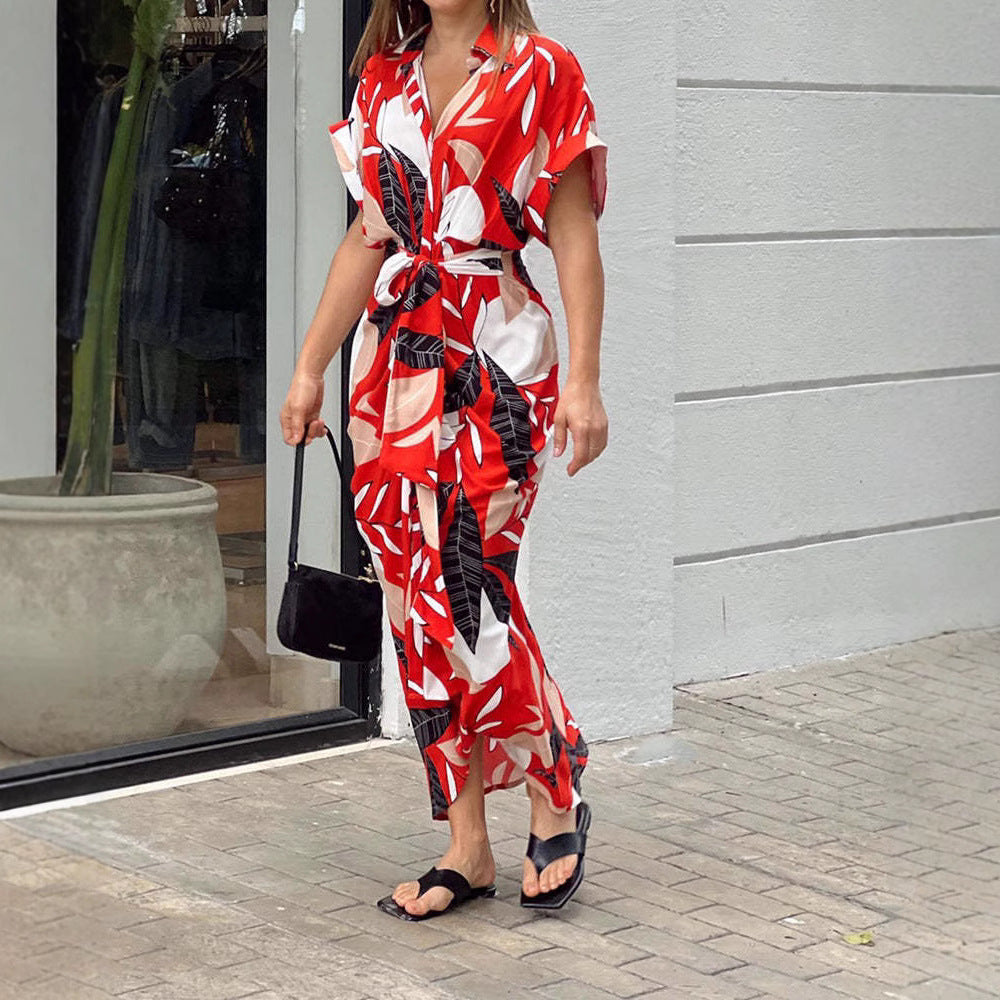Damen Midikleid mit modernem Schnitt und schickem Taillengürtel Sovae