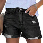 Damen High-Waist Denim-Shorts Sovae