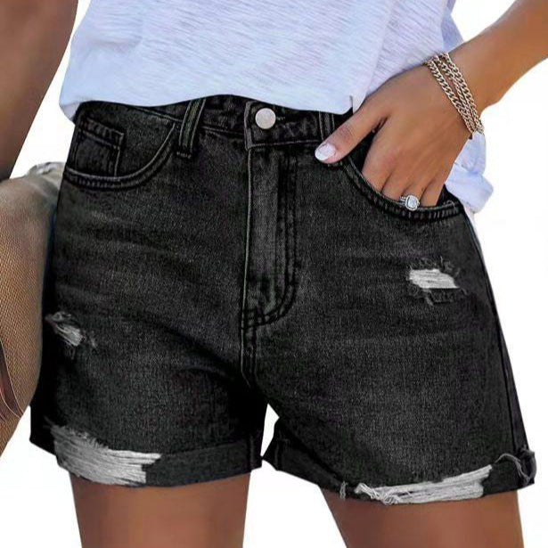 Damen High-Waist Denim-Shorts Sovae