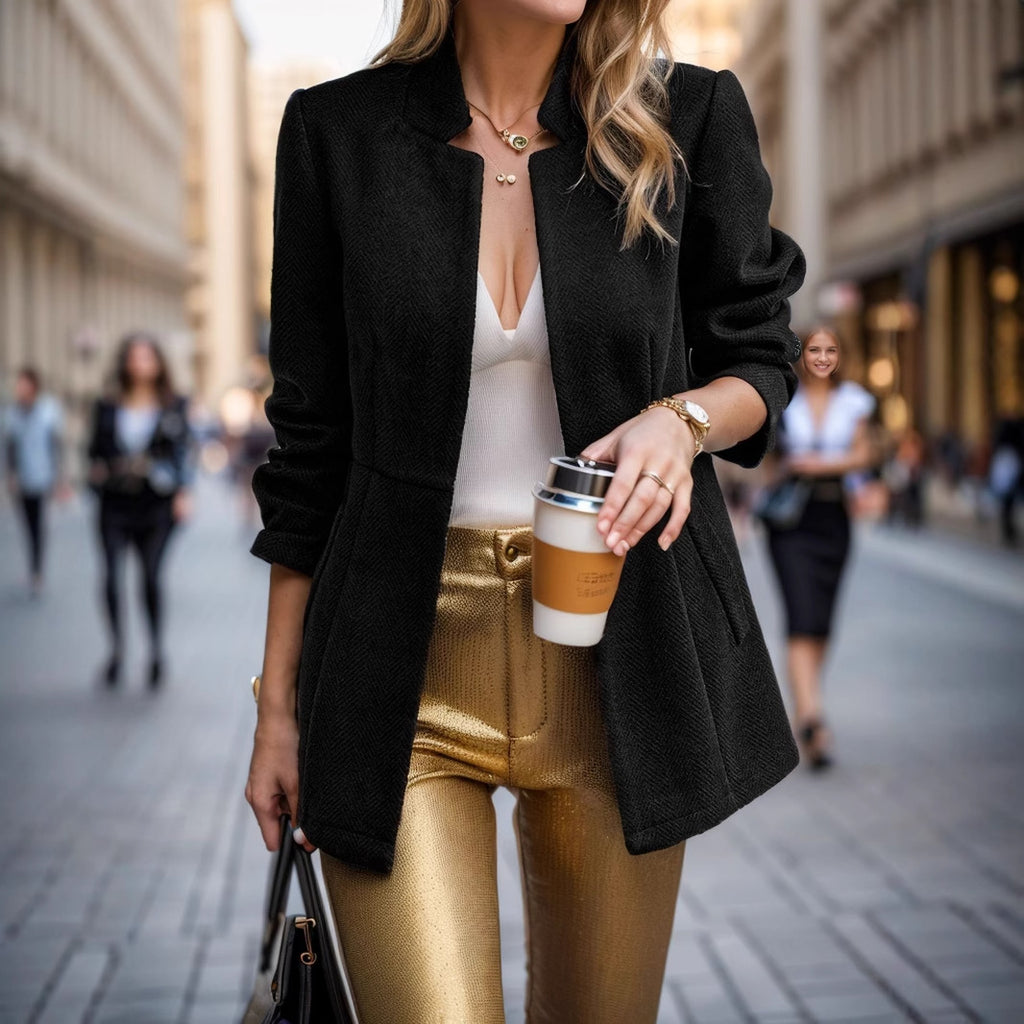 Damen Eleganter Blazer mit strukturiertem Herringbone-Muster Sovae