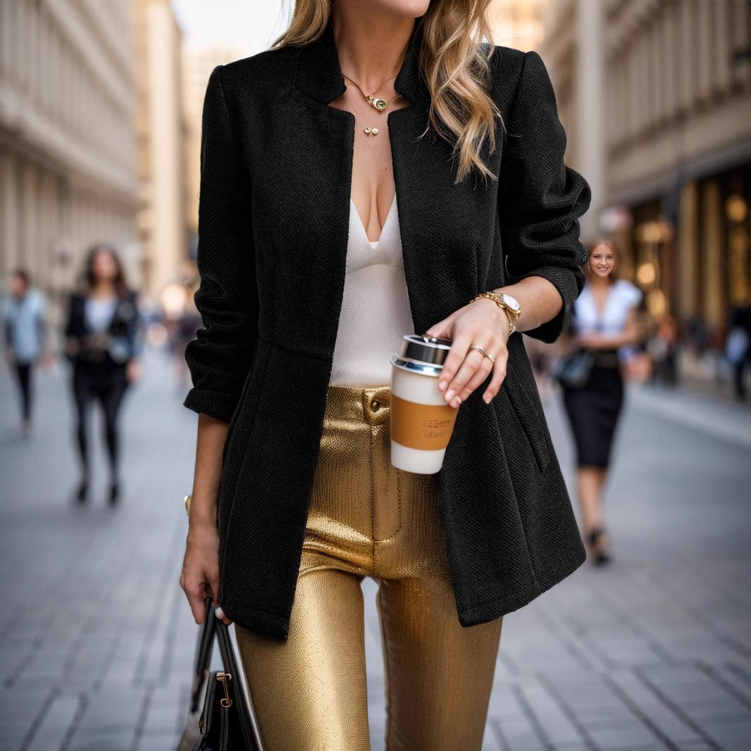 Damen Eleganter Blazer mit strukturiertem Herringbone-Muster Sovae