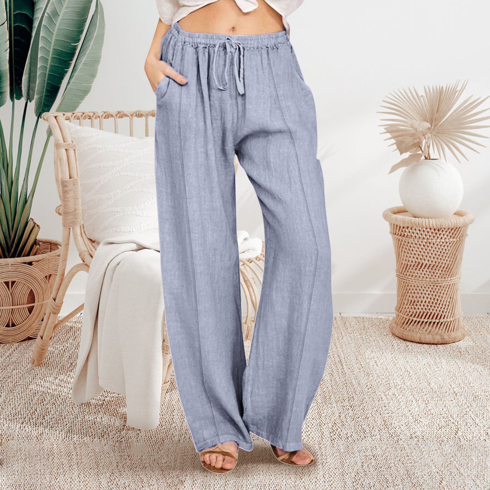 Damen Luftige Leinen-Hose Sovae