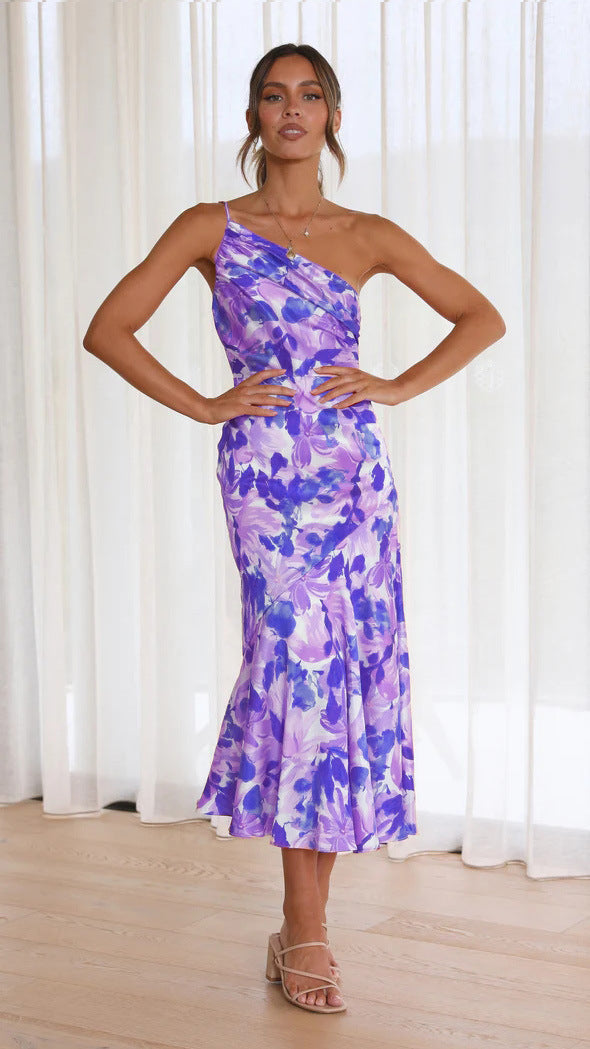 Damen Wickelkleid mit asymmetrischem Schnitt und blühendem Muster Sovae