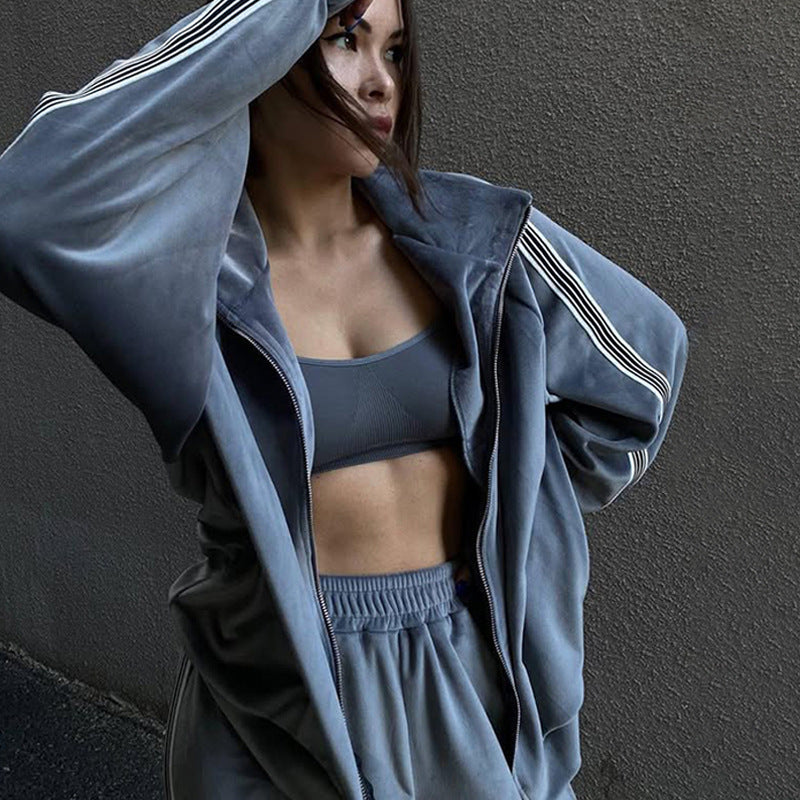 Damen Sportliches Fleece-Set mit weitem Schnitt Sovae