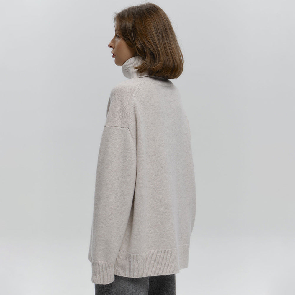 Damen Overgröße Rollkragenpullover aus weicher Wolle Sovae