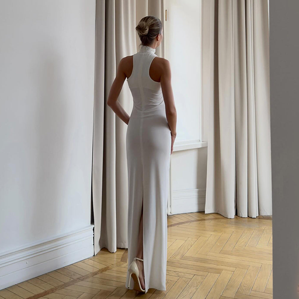 Damen Elegantes Maxikleid mit asymmetrischem Halterneck-Design Sovae