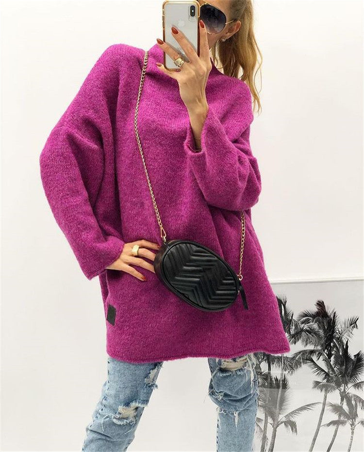 Damen großzügig geschnittener Strickpullover mit weitem Bündchen und modischem Schnitt Sovae