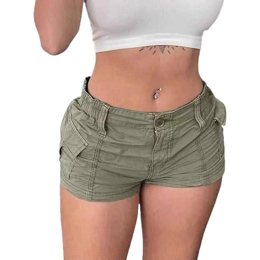 Damen Modische Cargo-Shorts mit elastischem Bund und praktischen Taschen Sovae