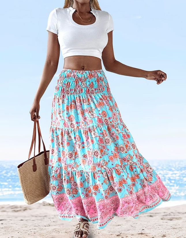 Damen luftiger Maxirock mit floralem Design Sovae