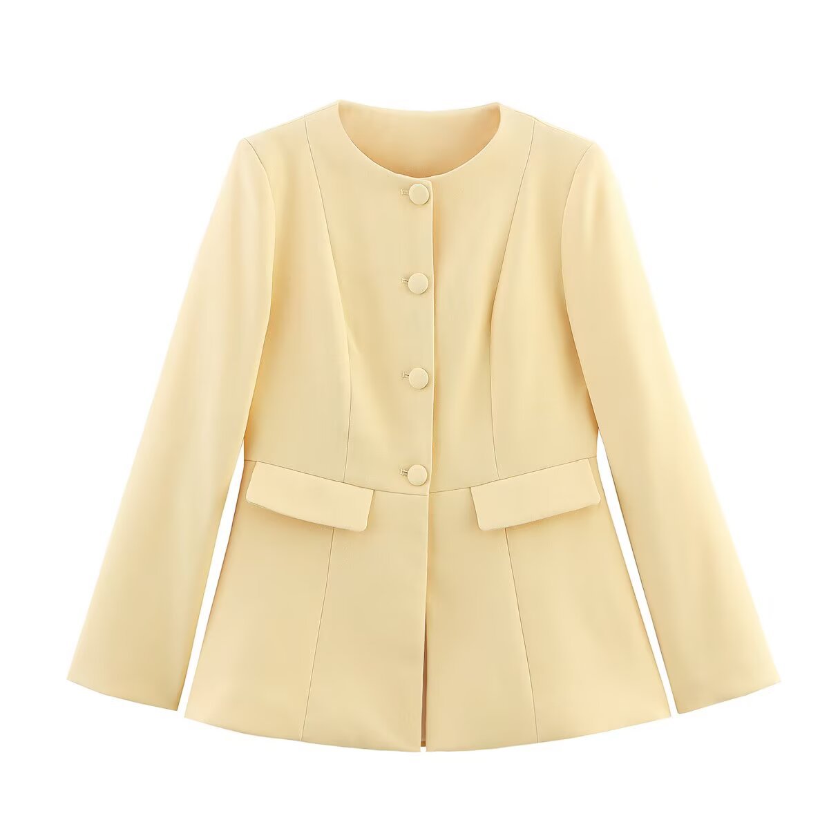 Damen Strukturierte Blazerjacke mit eleganter Knopfleiste und aufgesetzten Taschen Sovae