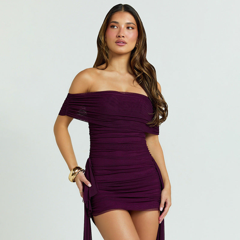 Damen Elegantes Wickelkleid mit fließenden Drapierungen Sovae