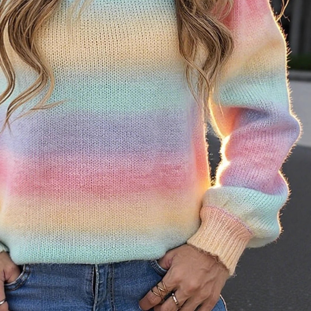 Damen modischer Pullover mit sanften Farbverlauf und relaxed Fit Sovae