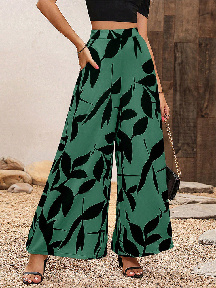 Damen Weit geschnittene Palazzo-Hose mit floralem Muster Sovae