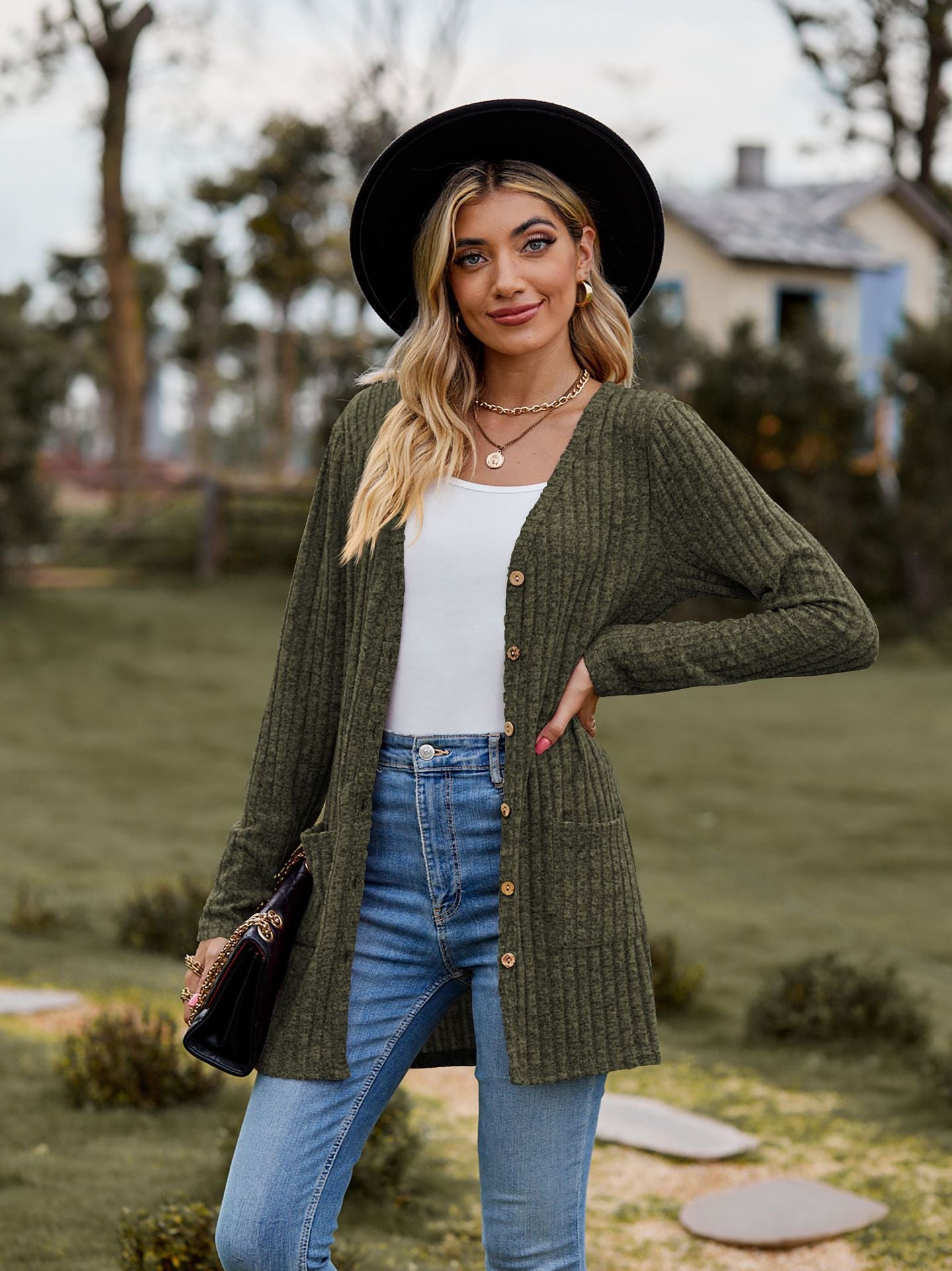 Damen Strickjacke mit strukturiertem Muster und praktischen Taschen Sovae 1753970709