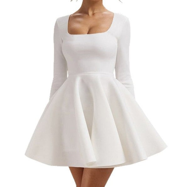 Damen Mini-Kleid mit langem Arm und voluminösem Rock Sovae