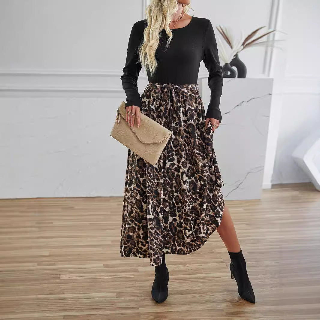 Damen Maxikleid mit eleganter Trachtenoptik und modischem Leoprint Sovae