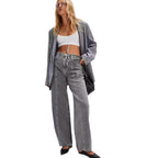 Damen Weit geschnittene Denim-Hose mit elastischem Bund Sovae