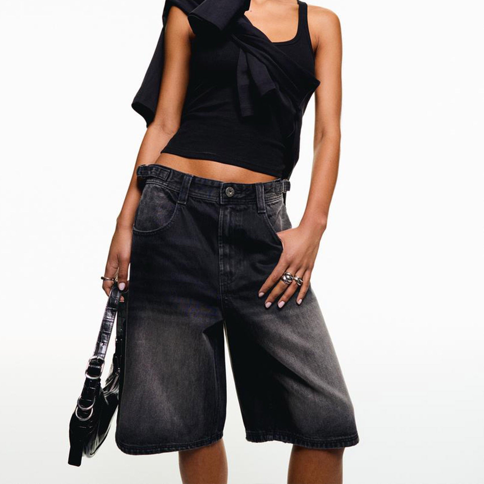 Damen High-Waist Denim-Bermudas mit lässigem Schnitt Sovae