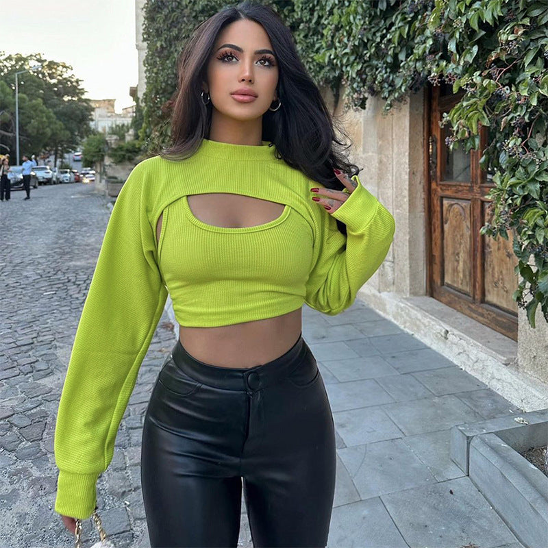 Damen modernes Crop-Top mit asymmetrischem Ausschnitt Sovae