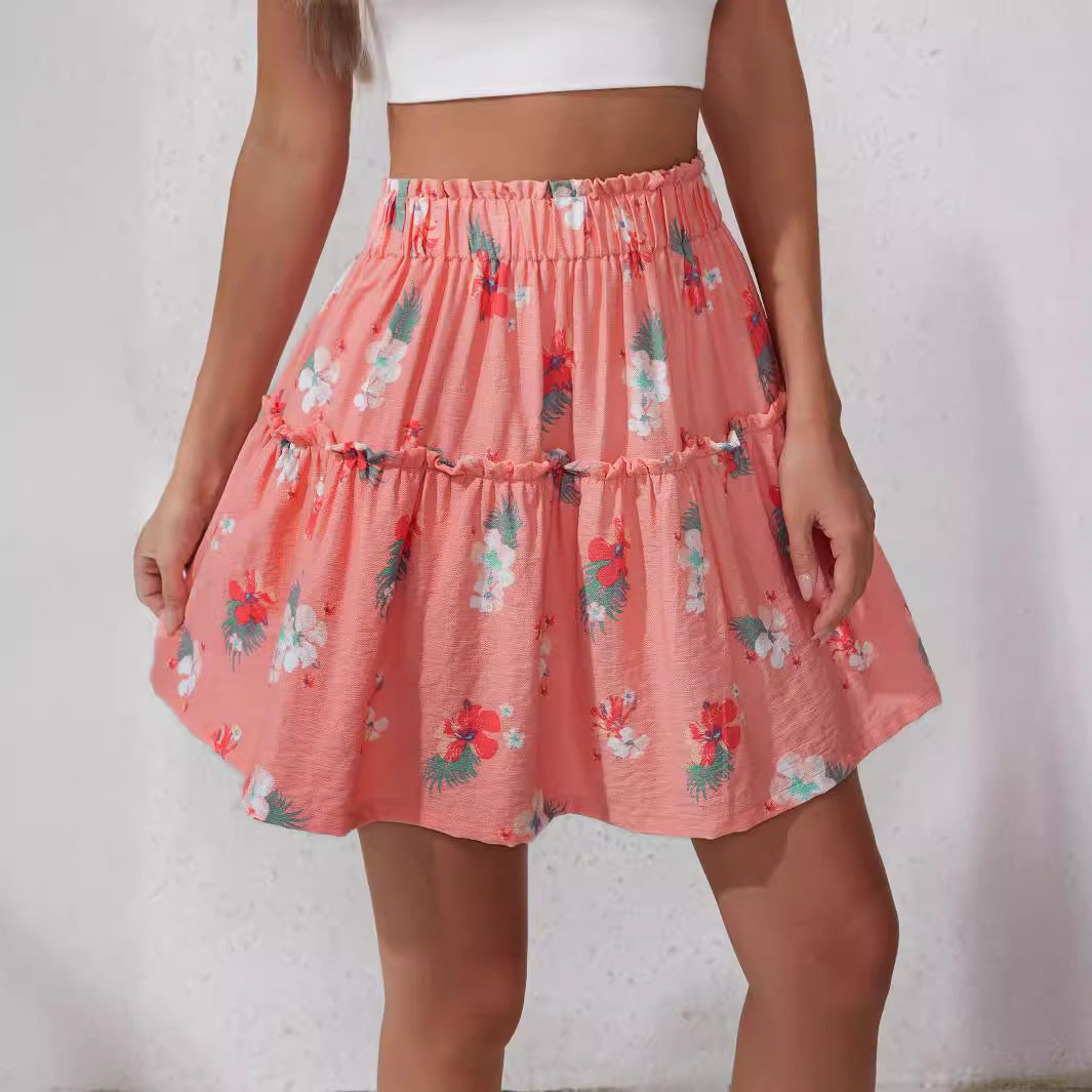 Damen sommerliches Stufenrock mit floralem Design Sovae