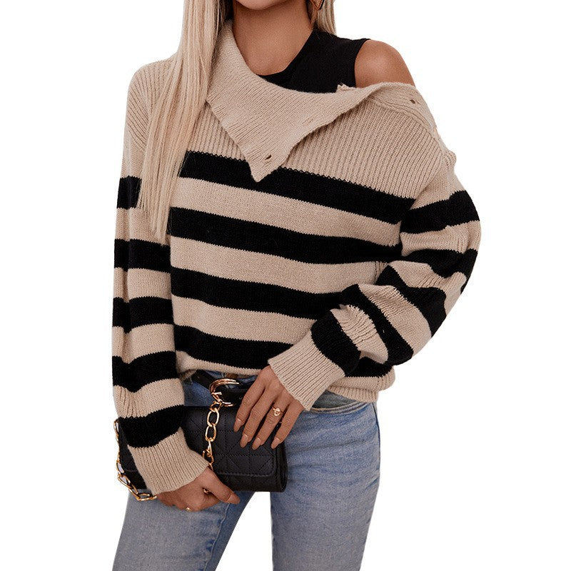 Damen Gestreifter Oversized Pullover Sovae