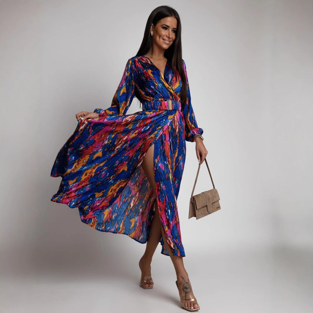 Damen Maxikleid mit bunten Mustern Sovae