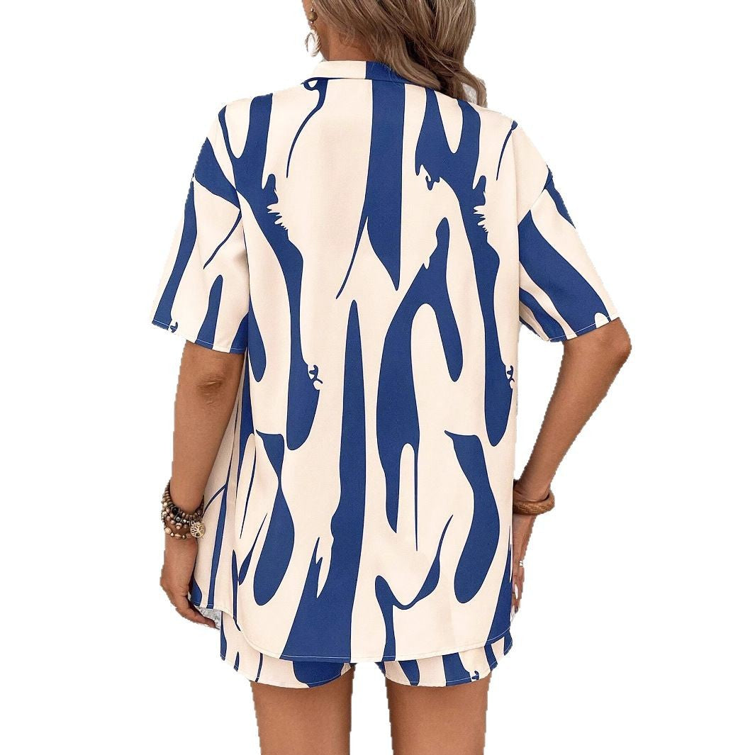 Damen Abstract Print Lounge Set Sovae