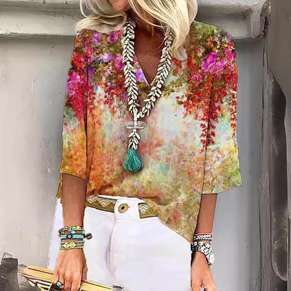 Damen Bluse mit floralem Design und lässigem Schnitt Sovae