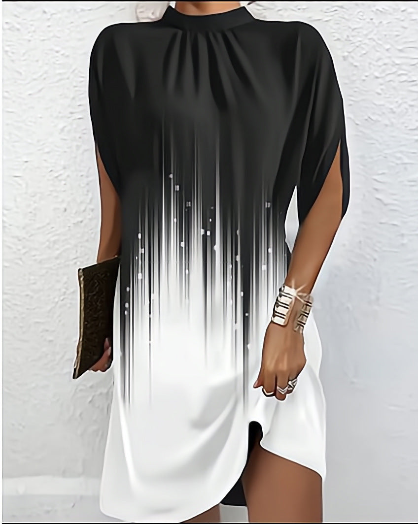Damen Freizeitkleid mit modernem, farbenfrohem Muster und lockerer Passform Sovae