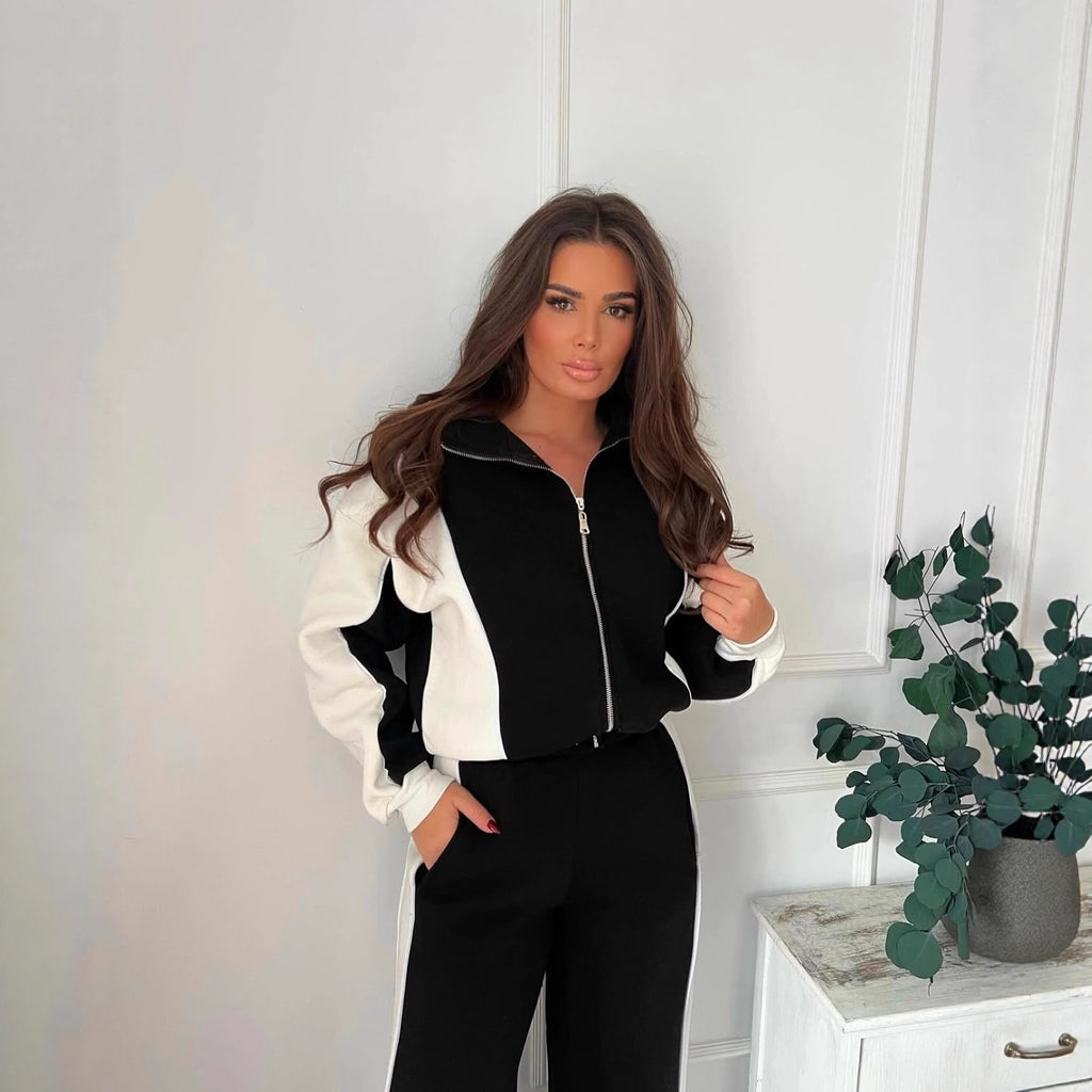 Damen Sportlicher Fleece Loungewear-Anzug mit Rückenteil Sovae