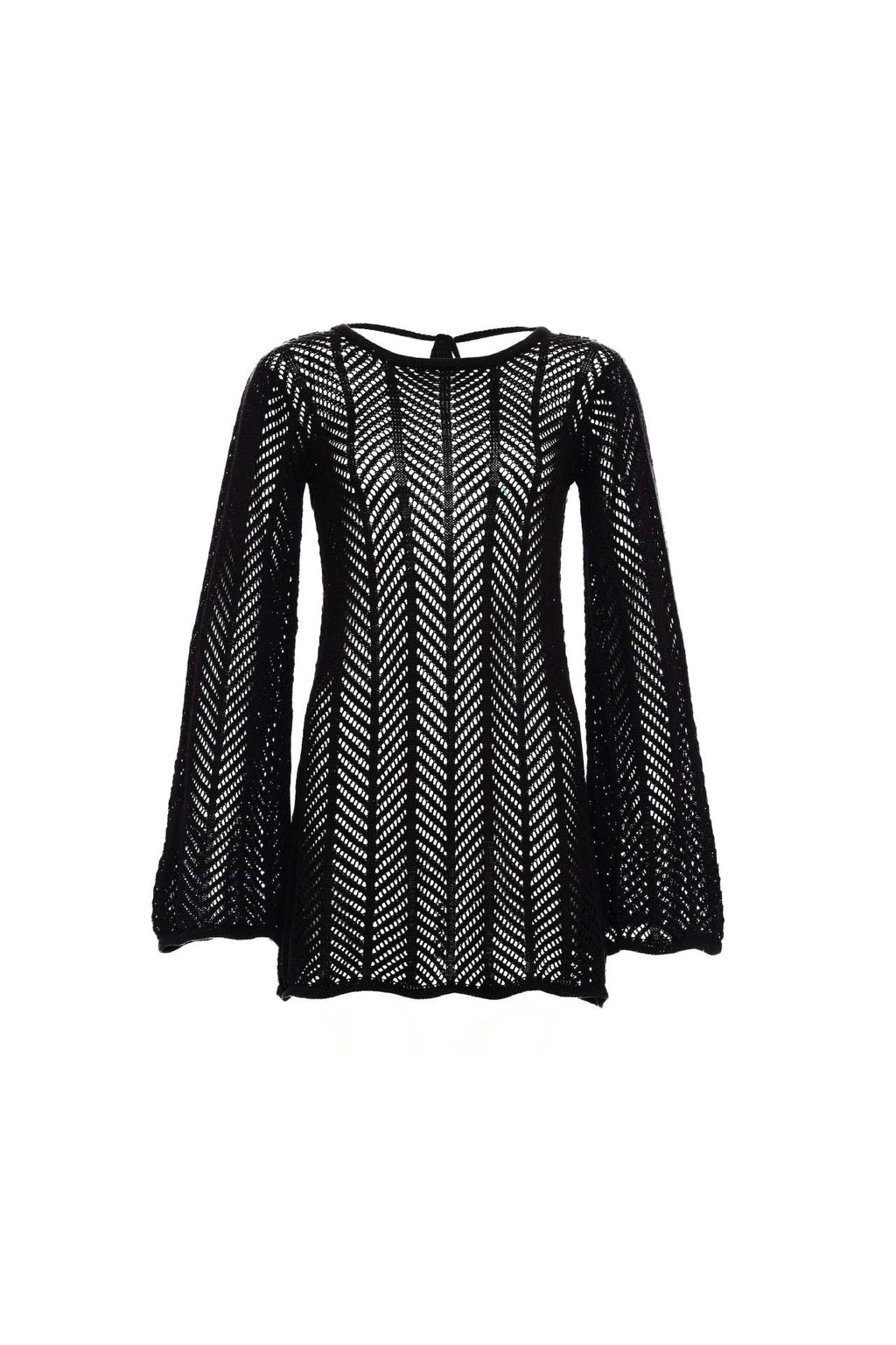 Damen Stricktop mit elegantem Netzdesign und weiten Ärmeln Sovae