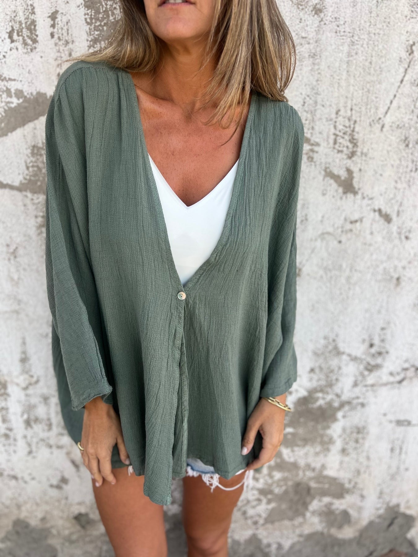 Damen lockerer Cardigan mit Knopf Sovae