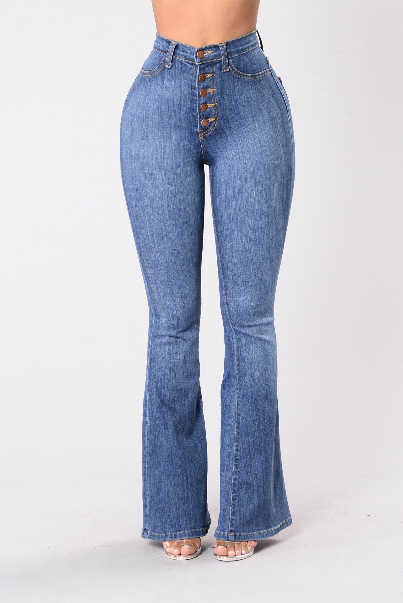 Damen High-Waist Schlagjeans Sovae