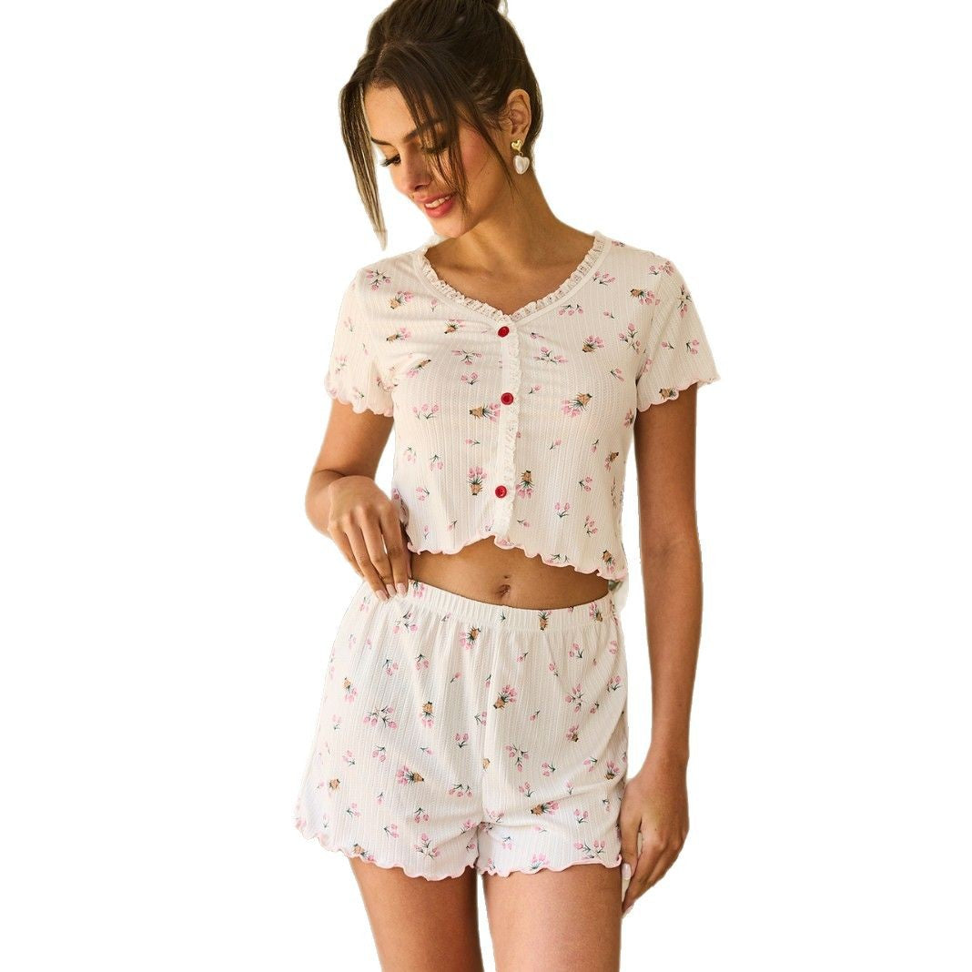 Damen Shorts und kurzärmliges Oberteil Set Sovae