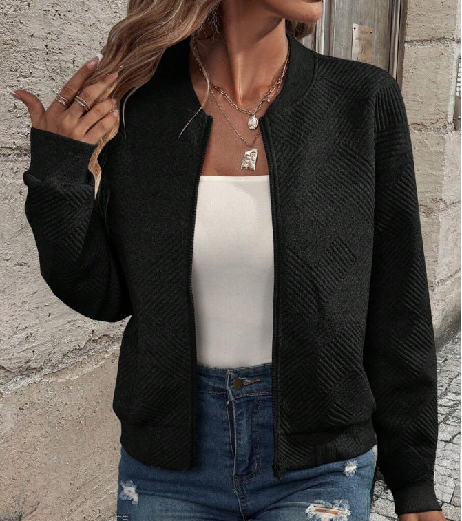 Damen lässige Zip-Jacke mit strukturiertem Design Sovae