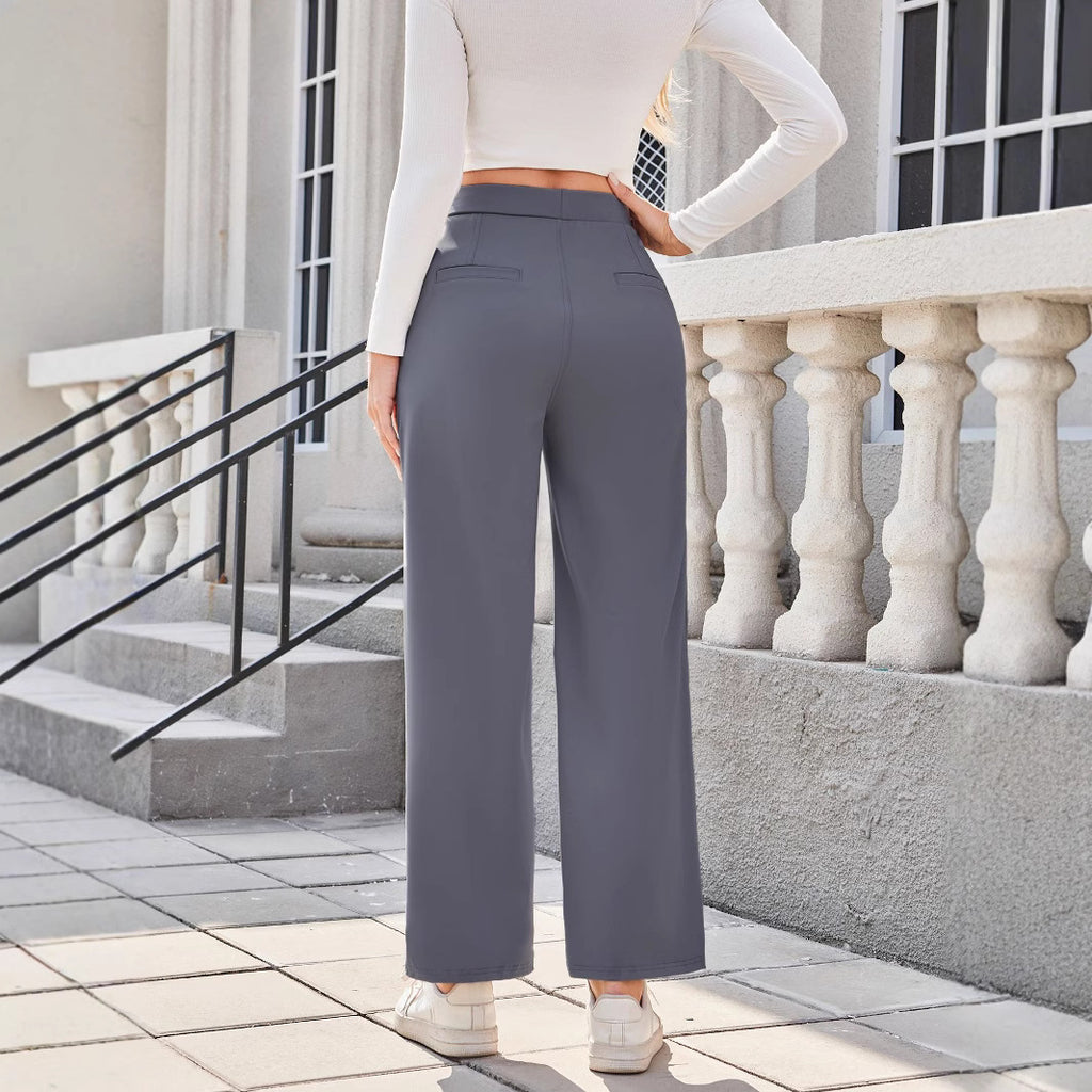 Damen Weit geschnittene eleganten Anzughose mit hohem Bund Sovae