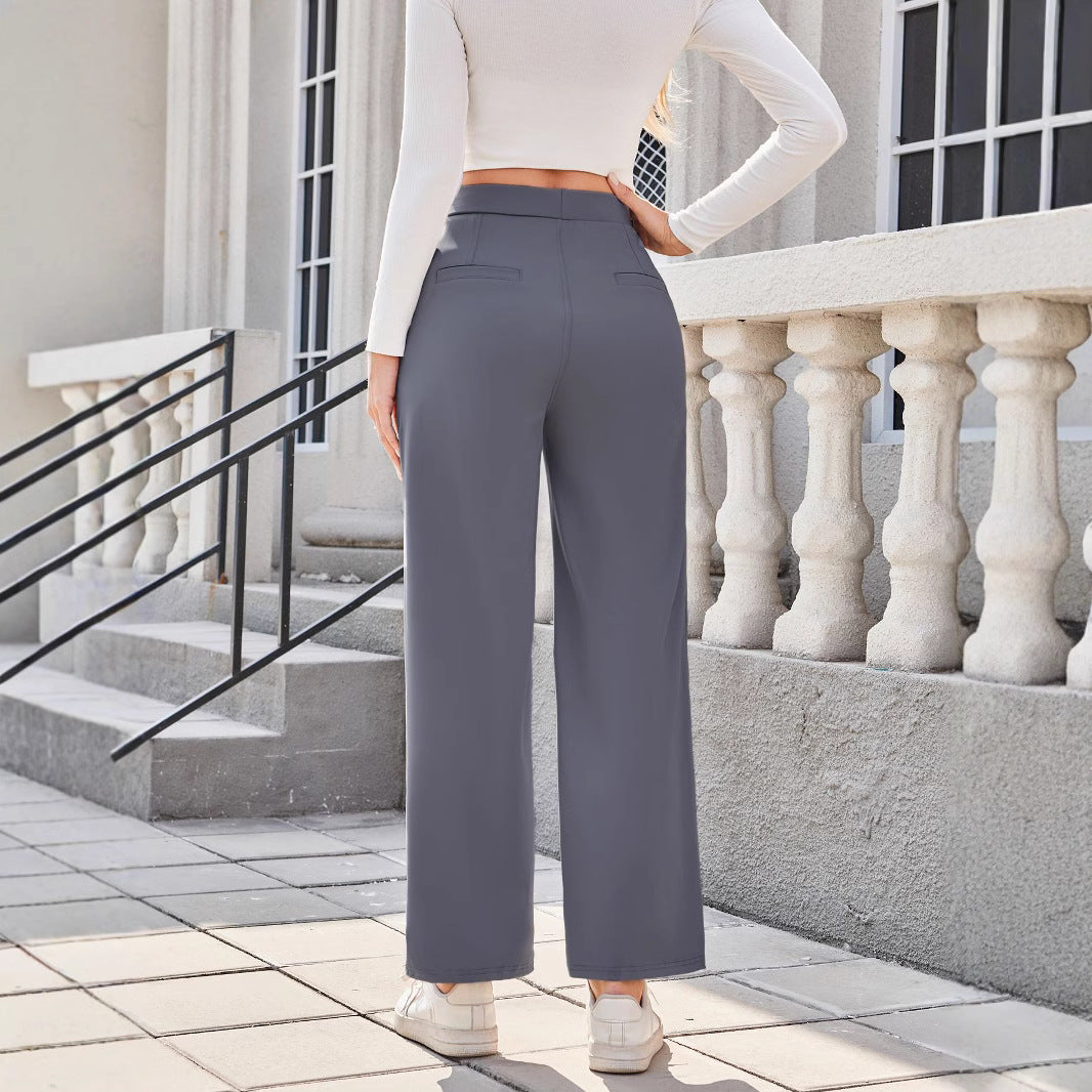 Damen Weit geschnittene eleganten Anzughose mit hohem Bund Sovae