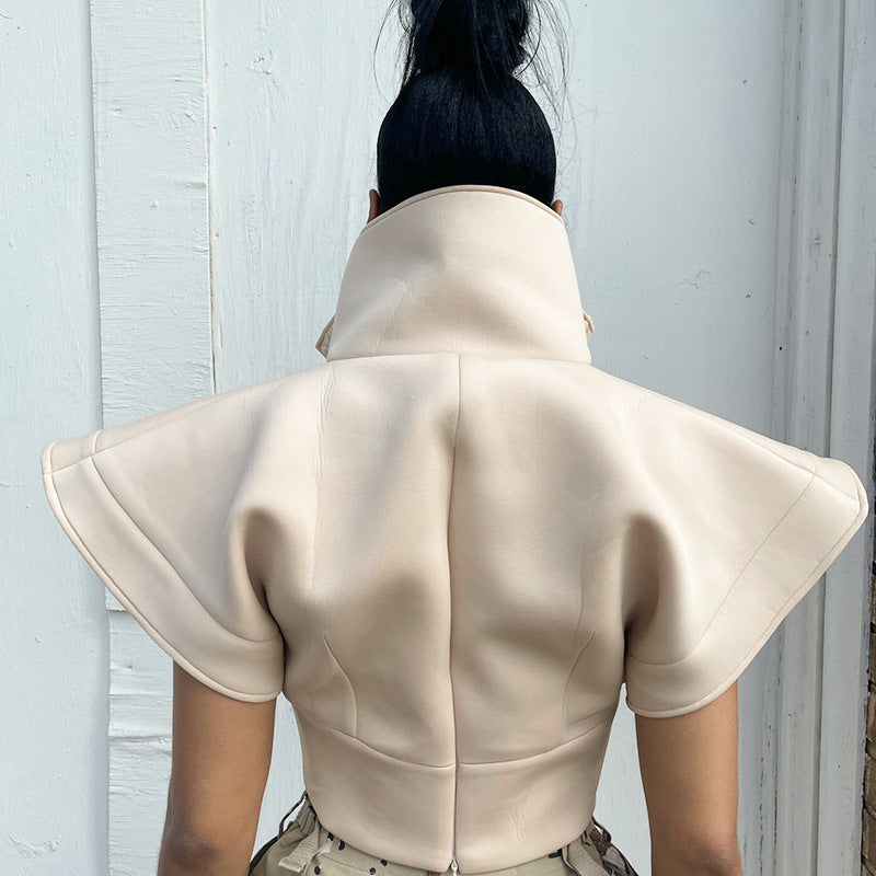 Damen Cropped Blazer mit oversized Kragen Sovae