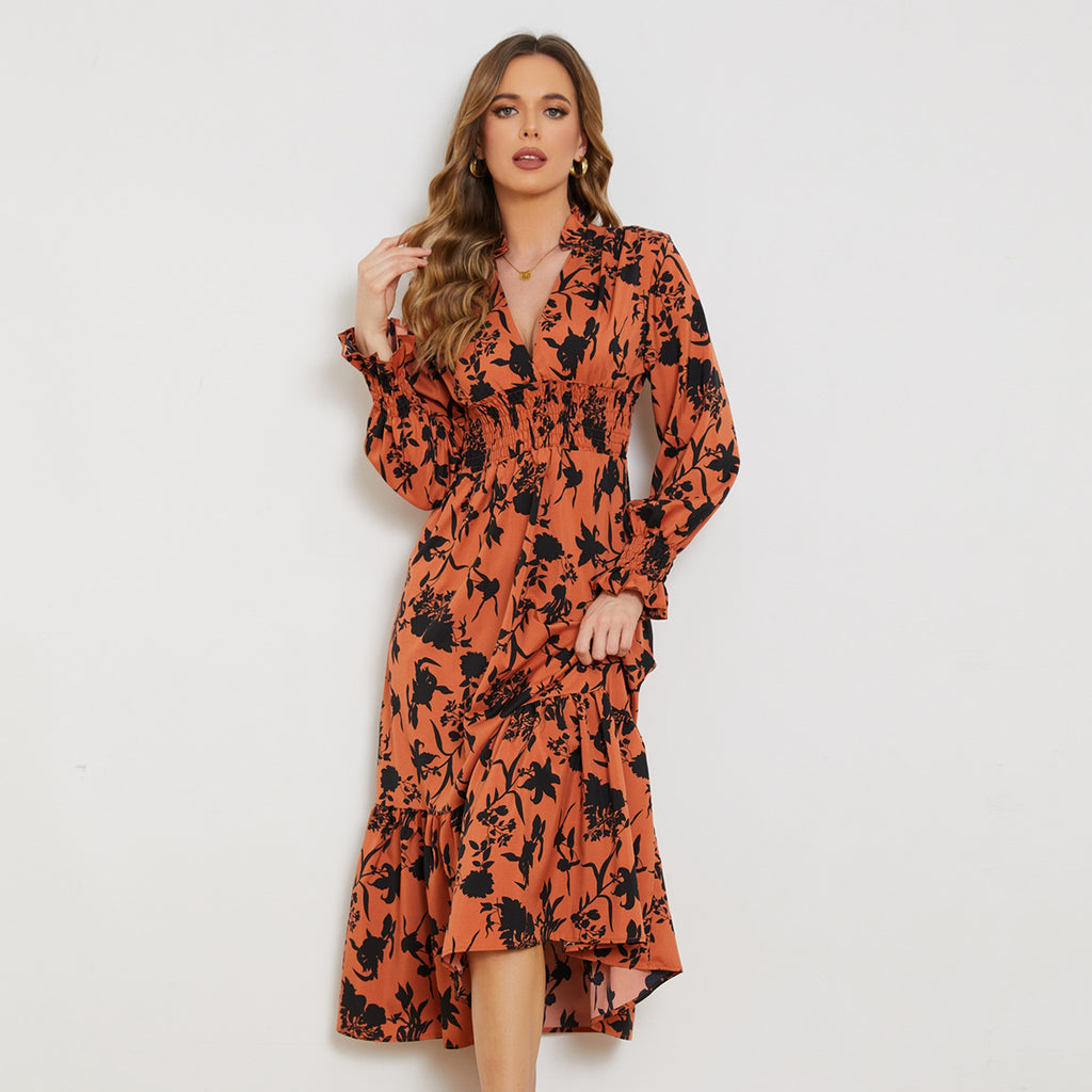 Damen Midikleid mit schmeichelhaftem Schnitt und floralem Design Sovae