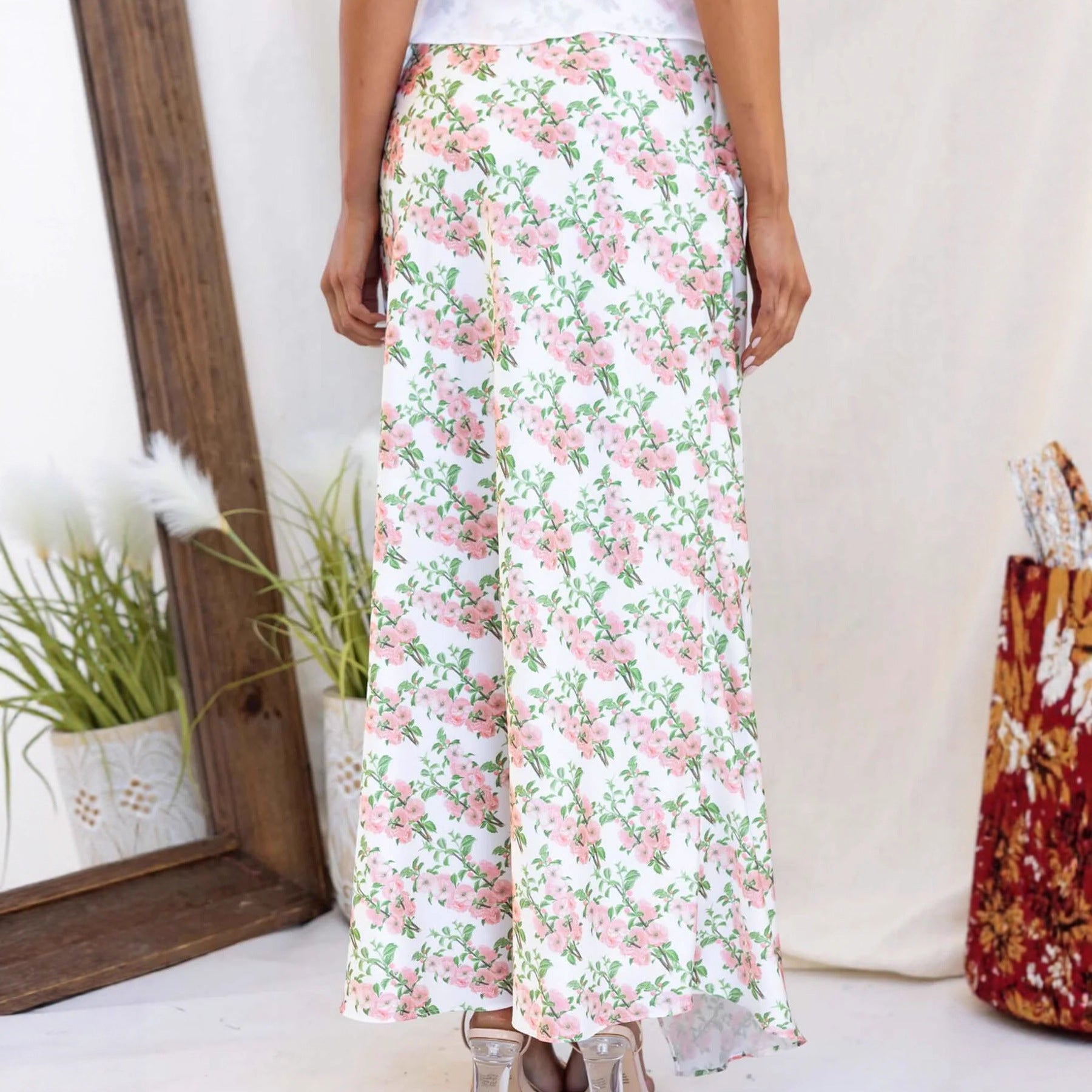 Damen Strapless Maxikleid mit floralem Überwurf und asymmetrischem Saum Sovae