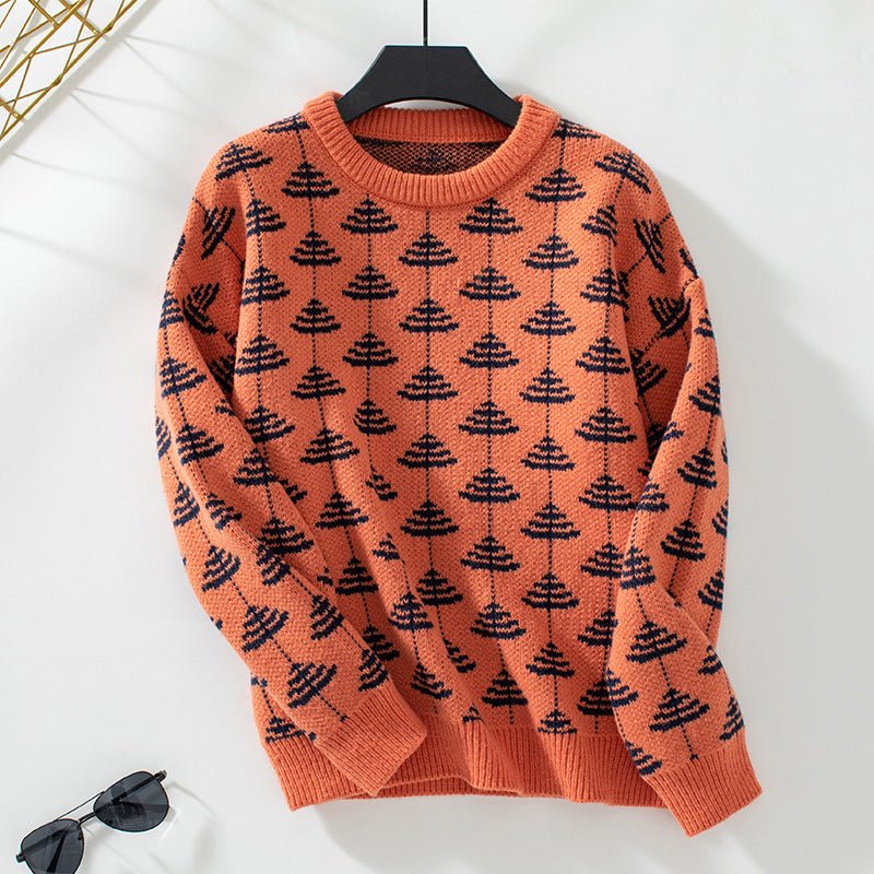 Damen Strickpullover mit verspieltem Baumdesign und weichem Material Sovae