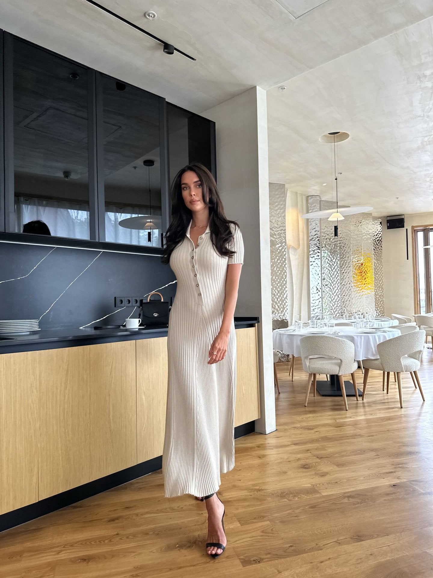Damen Midi-Kleid mit feiner Rippstruktur Sovae