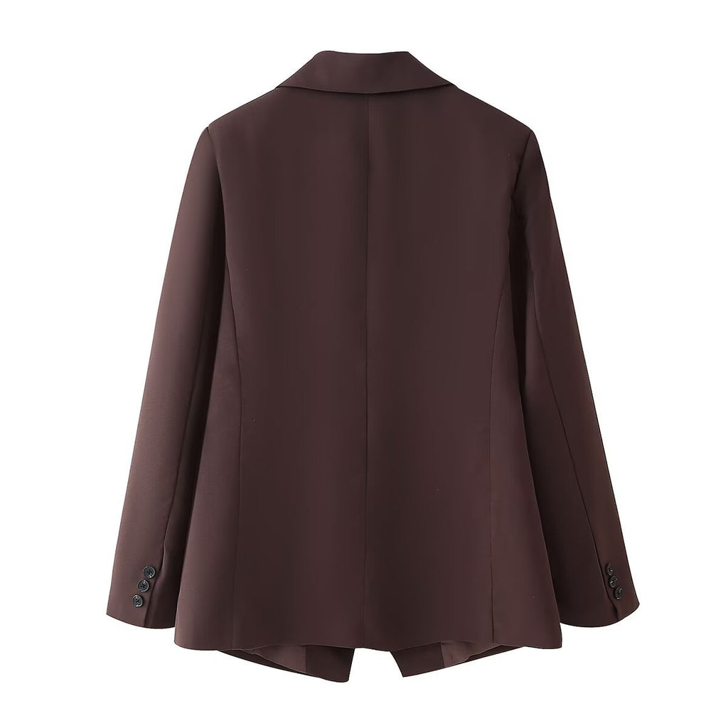 Damen elegante Oversized-Blazerjacke mit doppelter Knopfleiste und Taschen Sovae