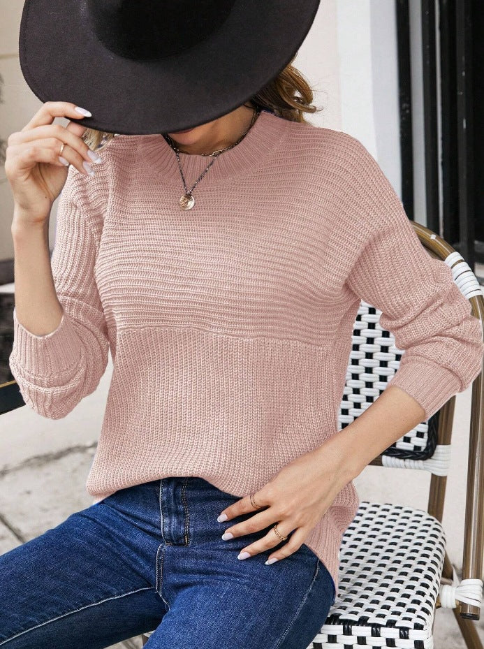 Damen modischer Strickpullover mit texturiertem Muster und dekorativen Details Sovae