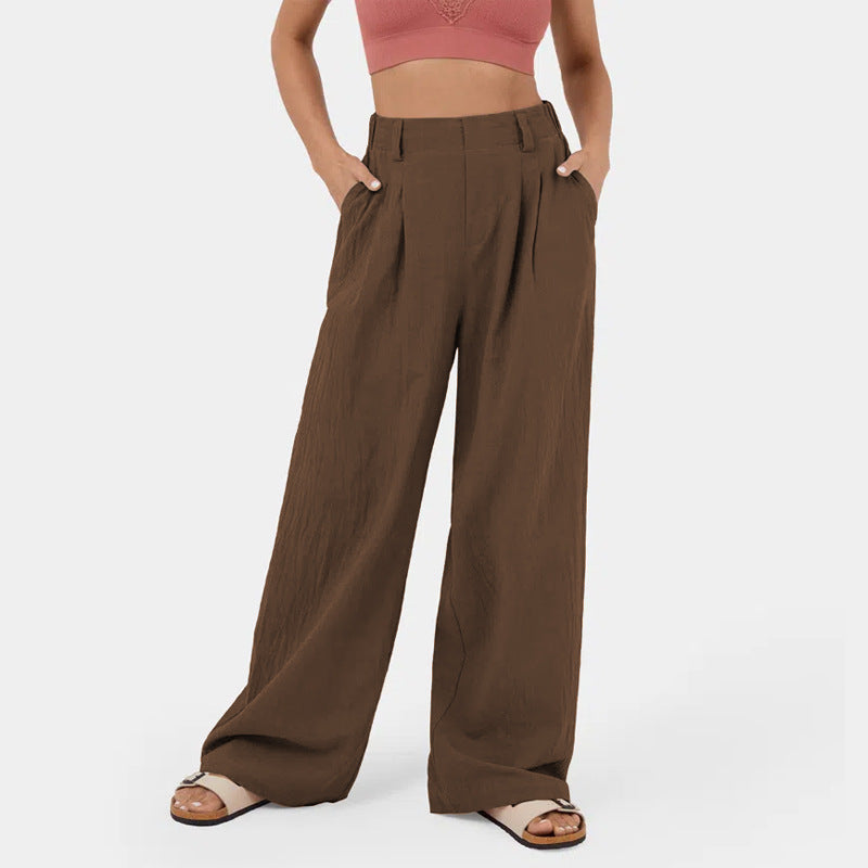 Damen Weite Hosen mit hohem Bund und eleganten Falten Sovae